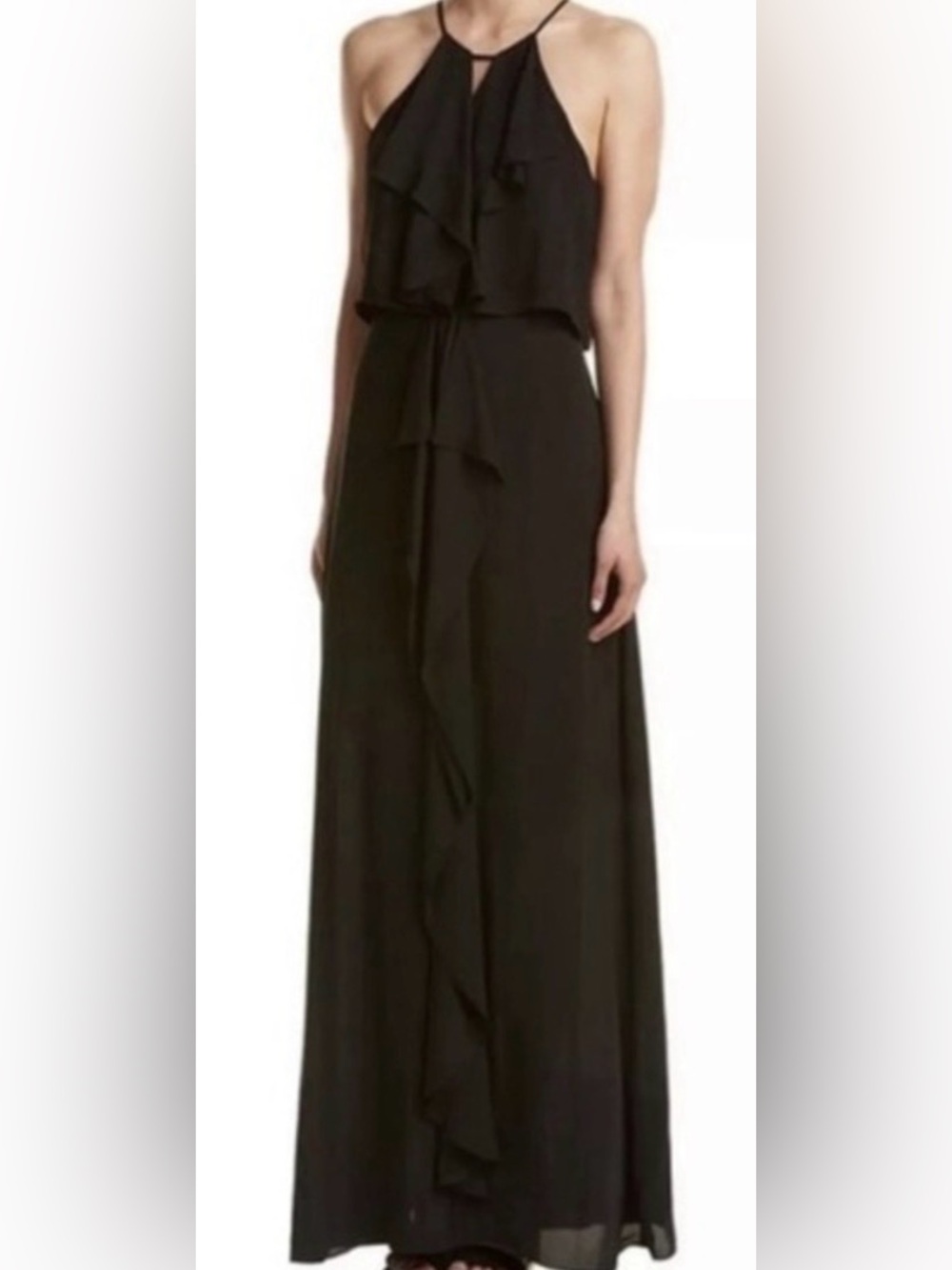BCBGMaxAzria Black Ruffled Halter gown - Picture 4 of 4